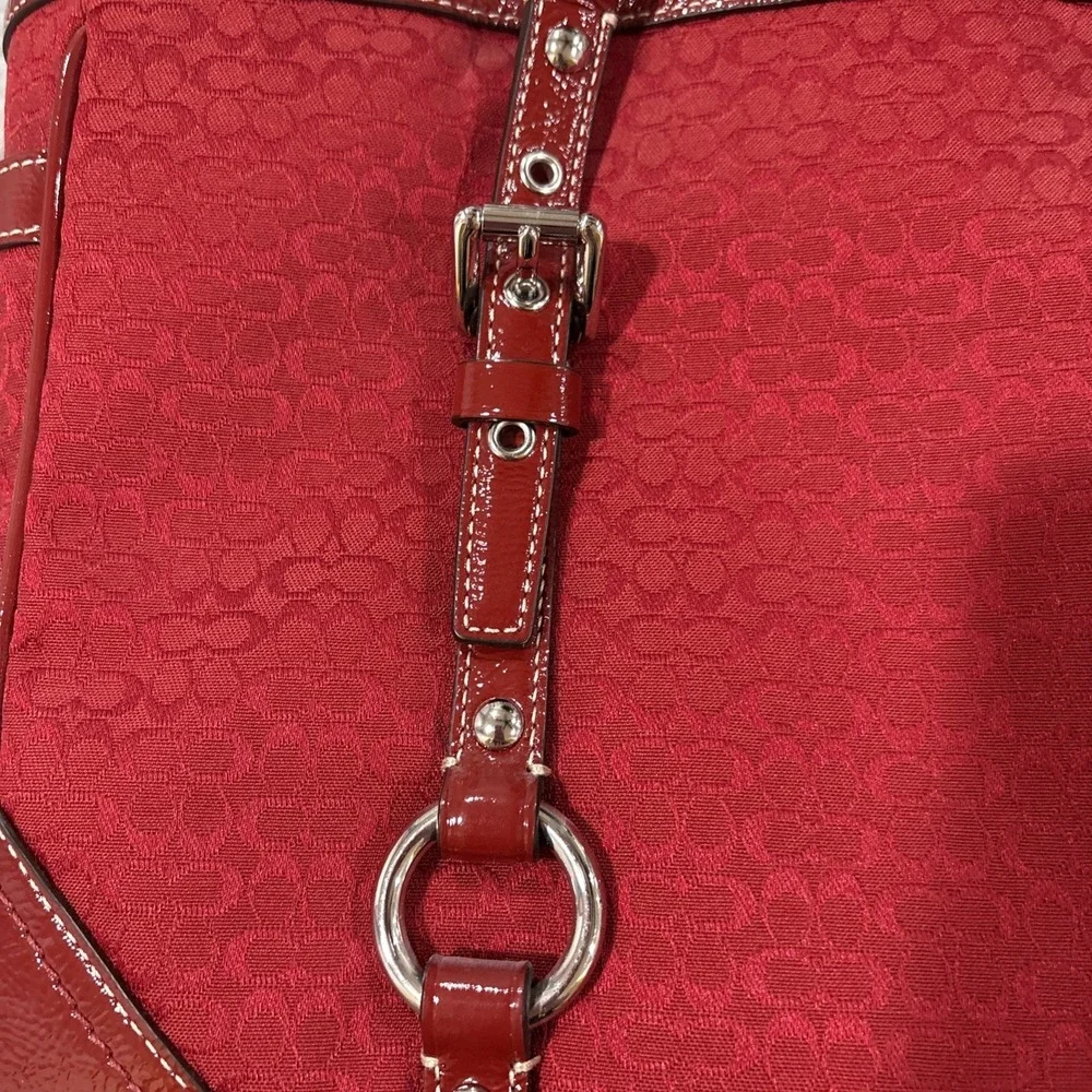 Y2K Coach Signature Gallery Tote Bag F12346 – Red Canvas Logo & matching Wallet - Picture 7 of 16